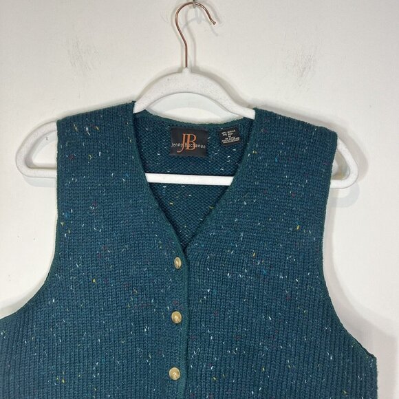 Jenny Buchanan Sweater Vest M Wool Blend Green Button Down Knit Size Medium‎ - Picture 6 of 8